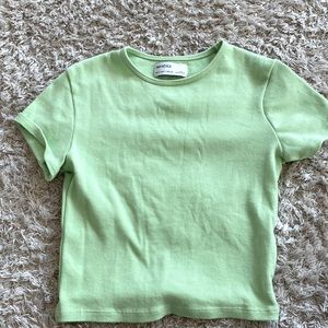 Like green short sleeve crop top.